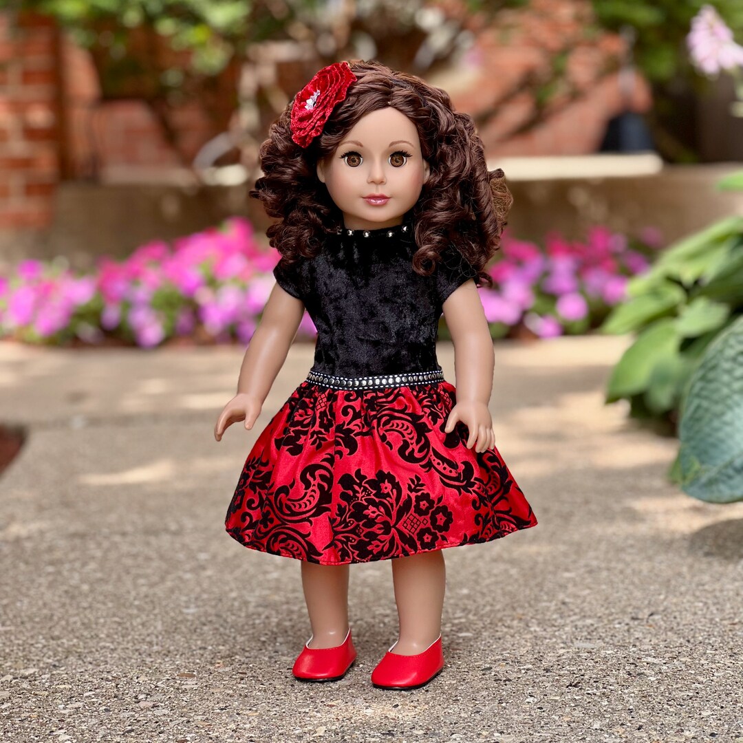 Holiday Spirit - Doll Clothes for 18 Inch Dolls - Holiday Red Taffeta Party Dress with Red Shoes and Headband (Doll Not Included) | MakerPlace by Michaels Holiday Spirit - Doll Clothes for 18 Inch Dolls - Holiday Red Taffeta Party Dress with Red Shoes and Headband (Doll Not Included) | MakerPlace by Michaels